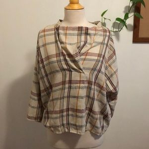 Vintage Dolman sleeve woven plaid top
